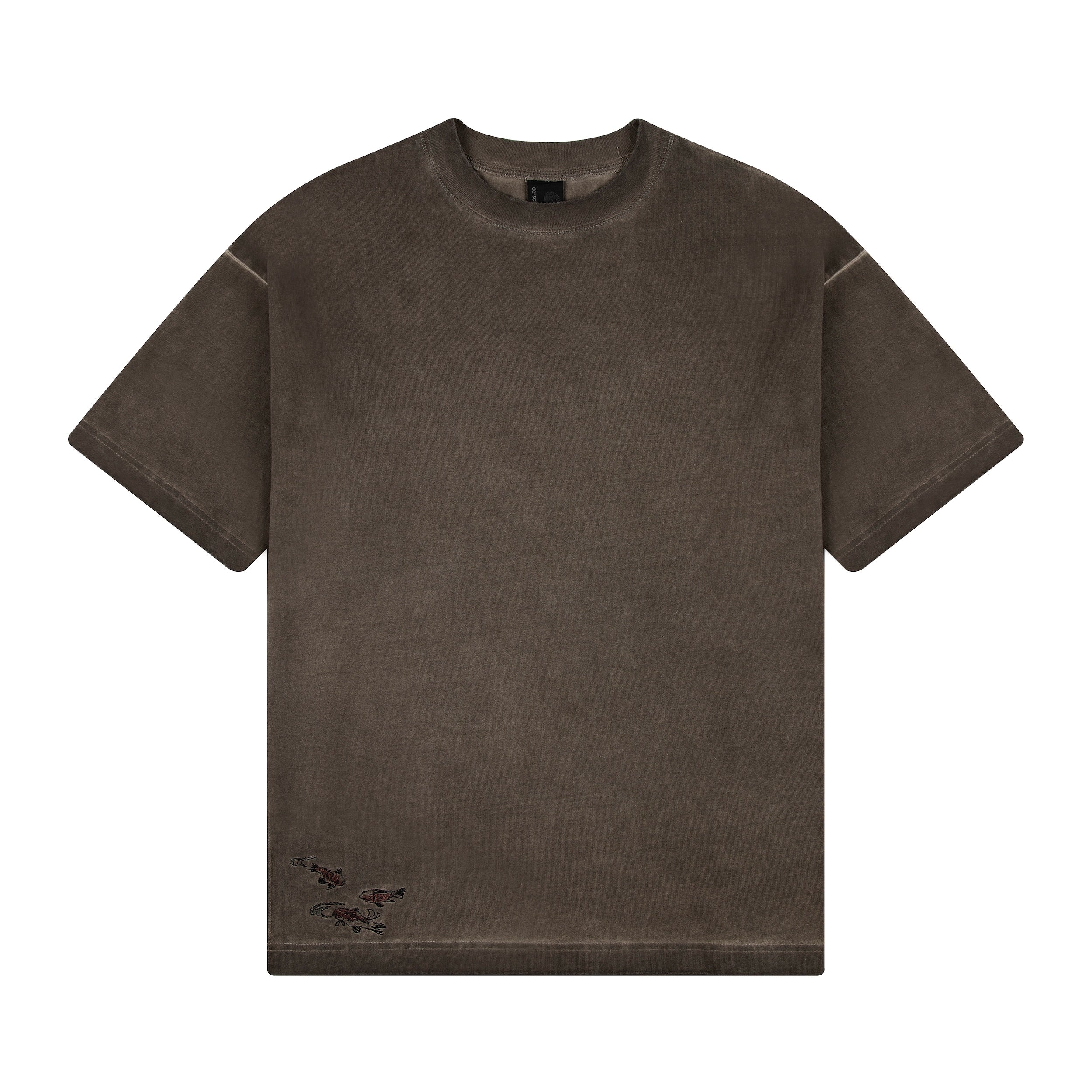 "lotus" T shirt oil washed brown