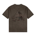 "lotus" T shirt oil washed brown