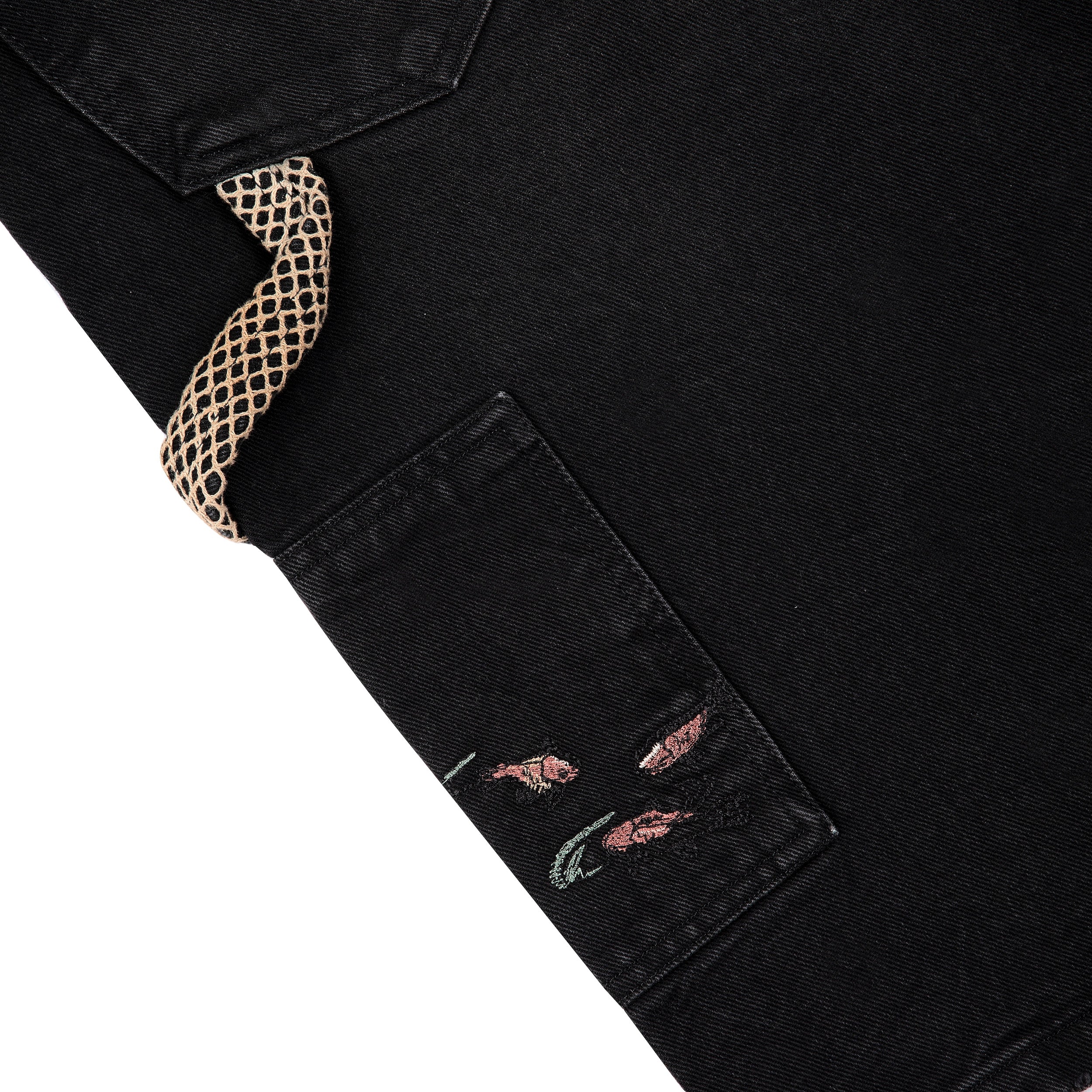 "lotus" Jorts black fishnet