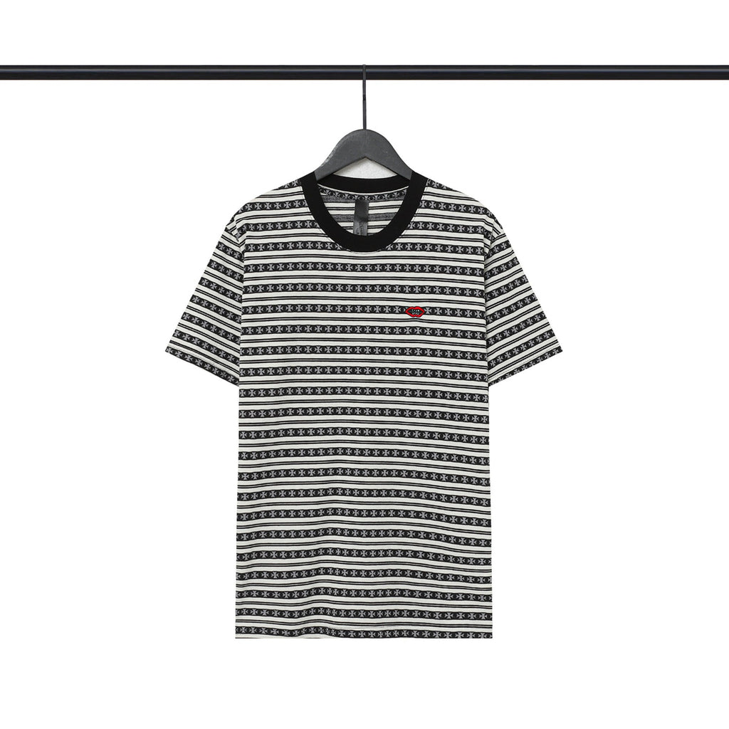 CHH Chrome Heart T Shirts Poison Home Stripe Jacquard Embroidery Short Sleeve Couple T-Shirt