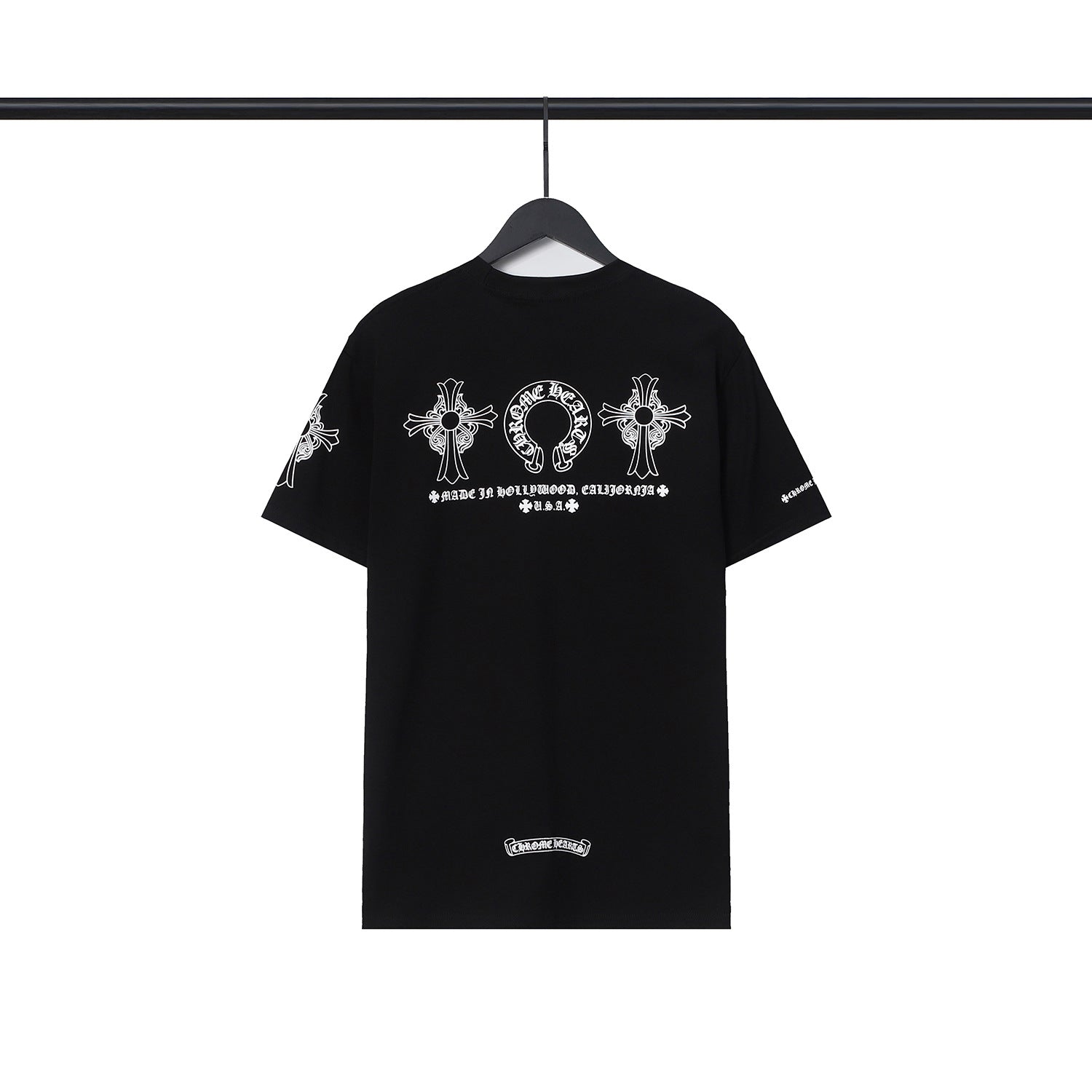 CHH Chrome Heart T Shirts Chrome Hearts Cross Sanskrit Print Short Sleeve Crew Neck T-Shirt