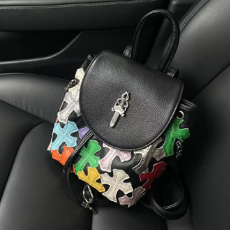 Chrome Heart Leather Bag Cowhide Ladies Backpack Mini Backpack