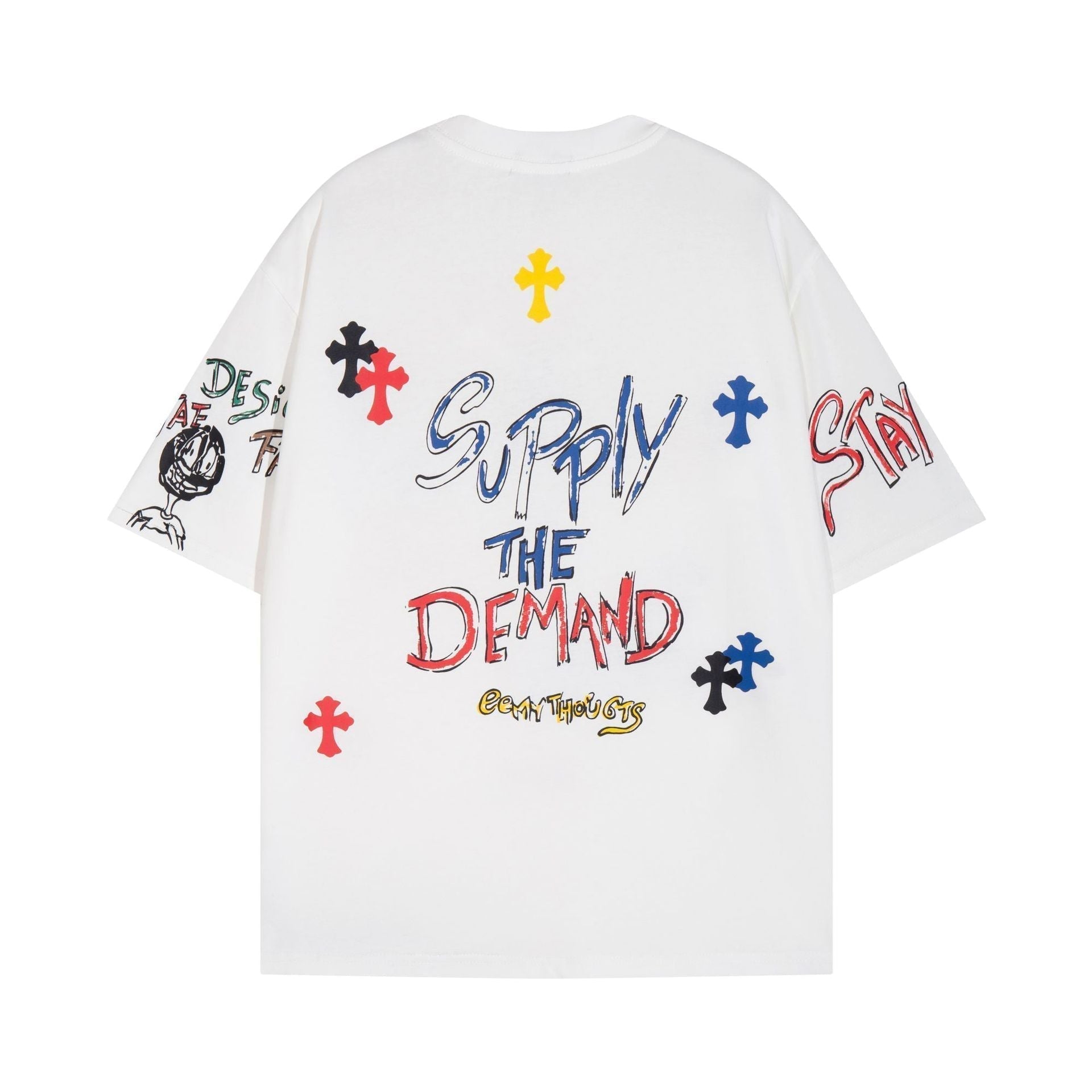 CHH Chrome Heart T Shirts Cross Print Sanskrit Hand Painted Graffiti Short Sleeve T-Shirt