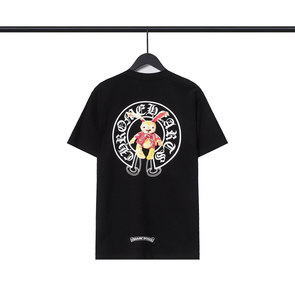 CHH Chrome Heart T Shirts Croix Cross Leather Printed Short Sleeve T-Shirt