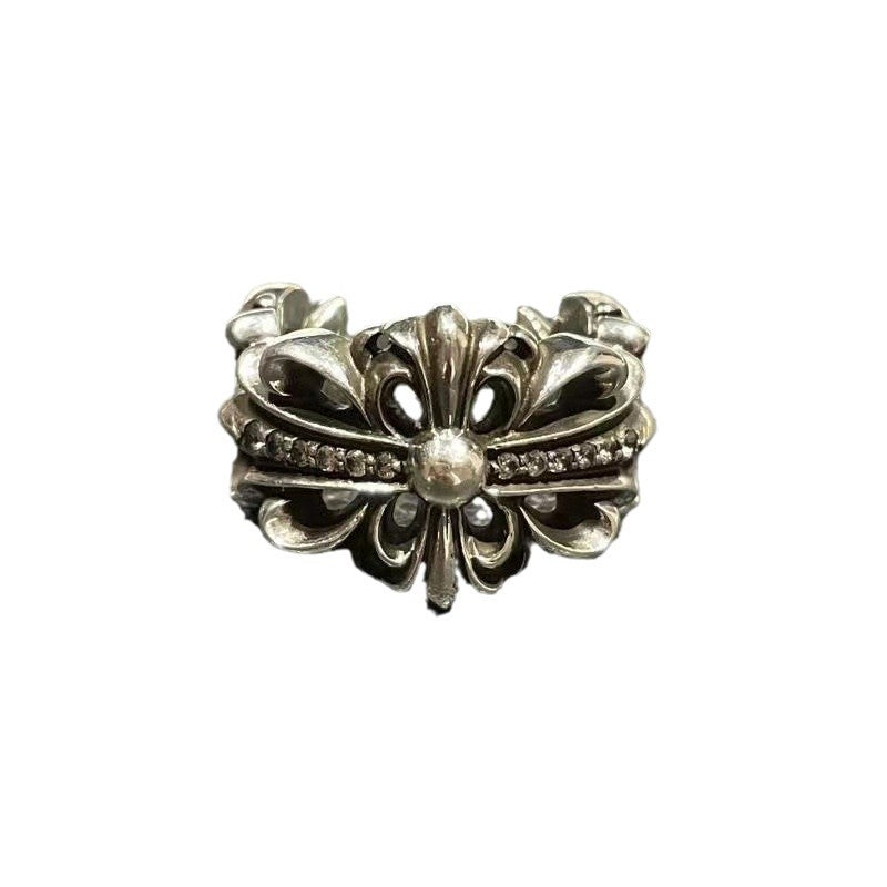 Chrome Heart Ring with Diamonds in White Gold