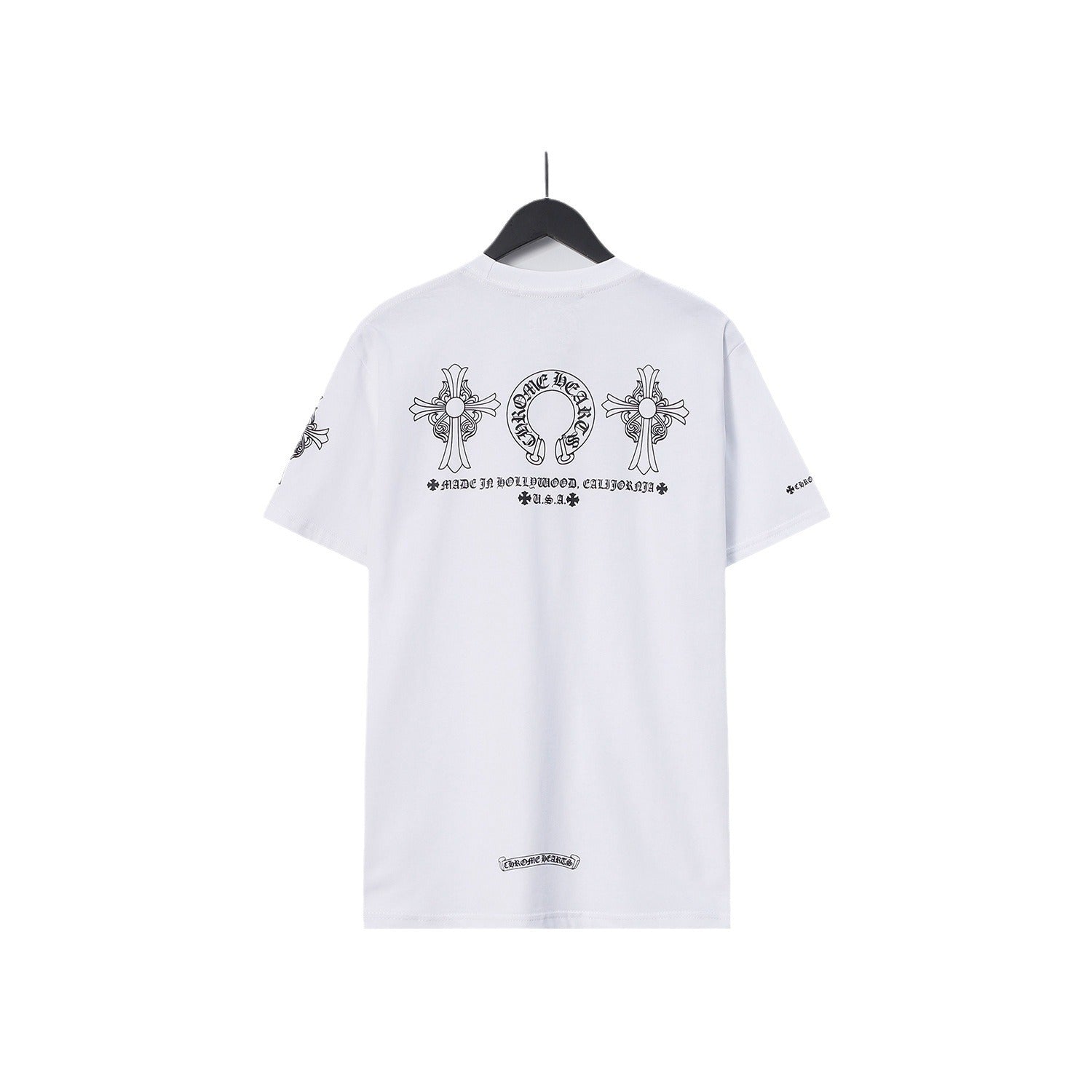 CHH Chrome Heart T Shirts Chrome Hearts Cross Sanskrit Print Short Sleeve Crew Neck T-Shirt