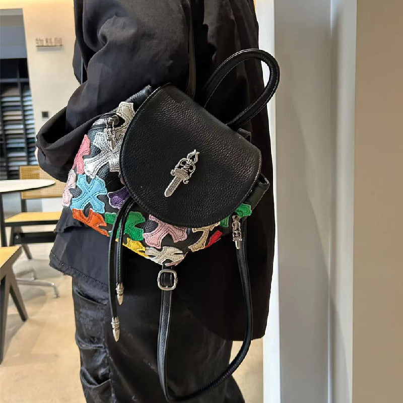 Chrome Heart Leather Bag Cowhide Ladies Backpack Mini Backpack