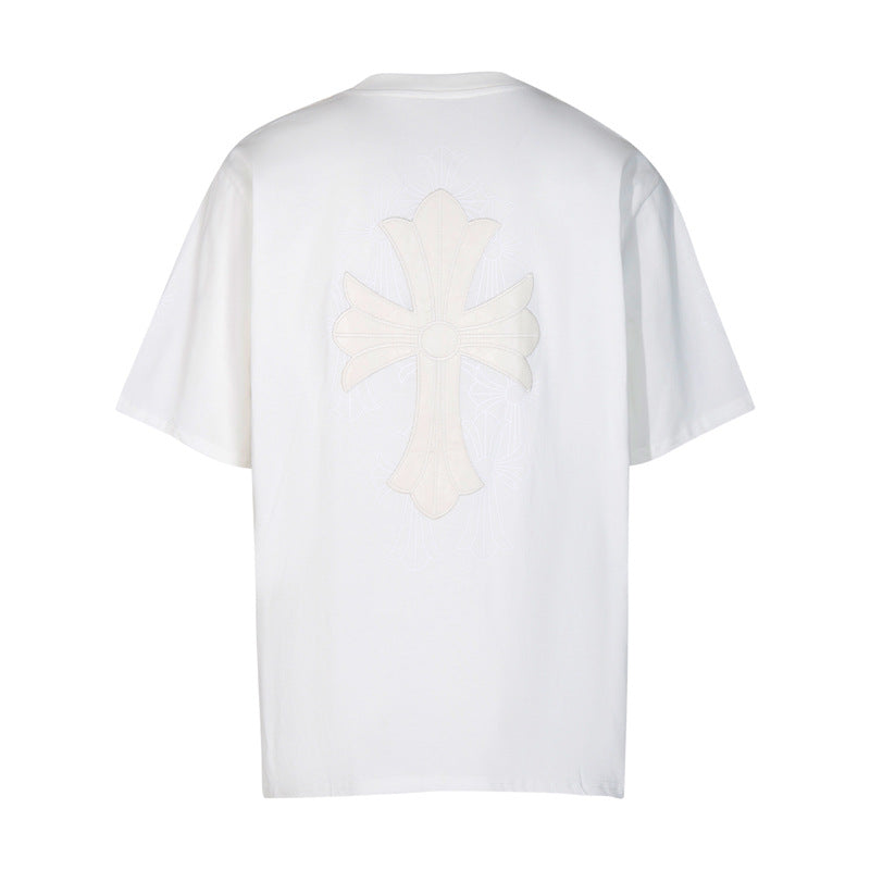 CHH Chrome Heart T Shirts Croix Cross Color Embroidery Printed Short Sleeve T-Shirt Loose