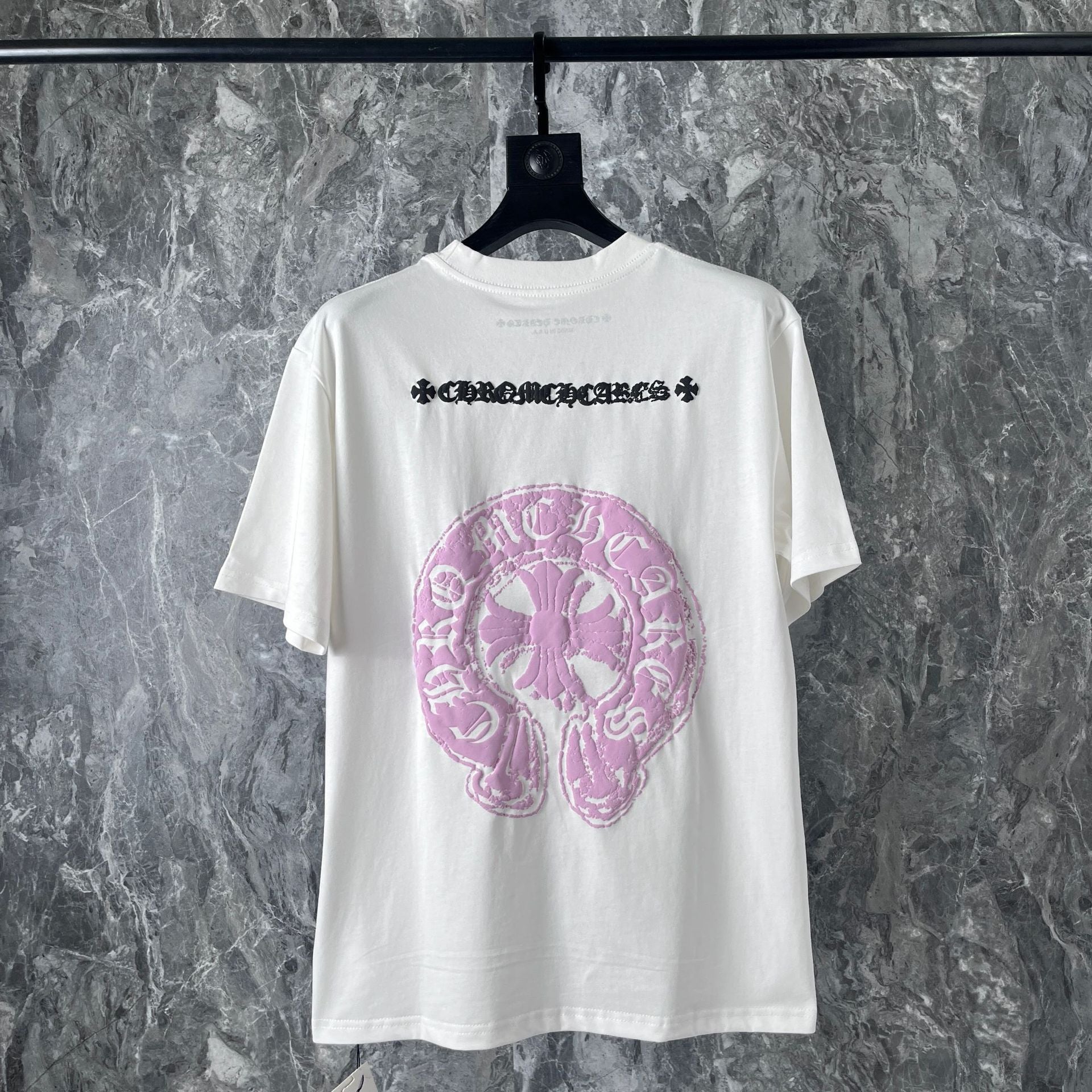 CHH Chrome Heart T Shirts Chrome Hearts Pink Sanskrit Short Sleeve T-Shirt