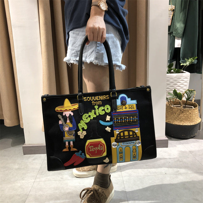 Chrome Heart Leather Bag Embroidery Embroidery Bag Shoulder Bag Crossbody Bag