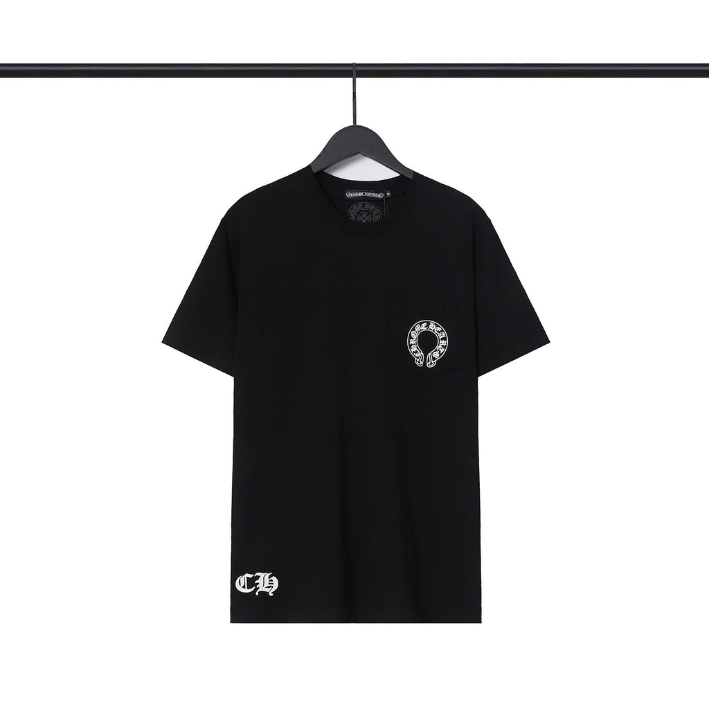 CHH Chrome Heart T Shirts Croix Cross Leather Printed Short Sleeve T-Shirt