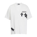 CHH Chrome Heart T Shirts Cross Color Leather Printed Short Sleeve T-Shirt Loose