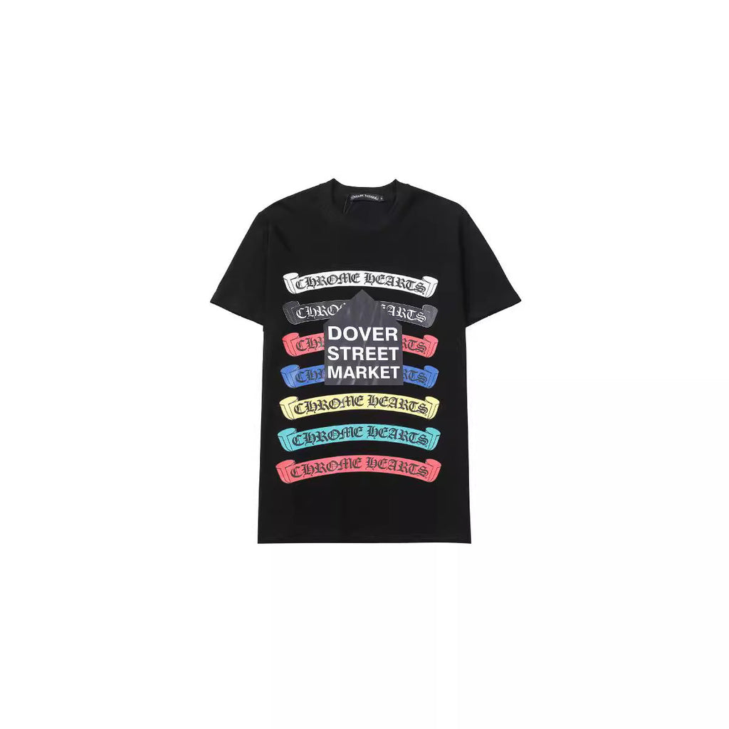 CHH Chrome Heart T Shirts Croix Cross Color Leather Printed Short Sleeve T-Shirt