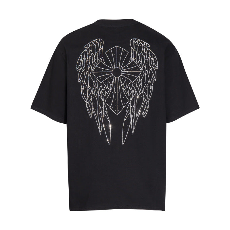 CHH Chrome Heart T Shirts T-Shirt Hot Diamond Angel Wings Cross Cotton Short Sleeve