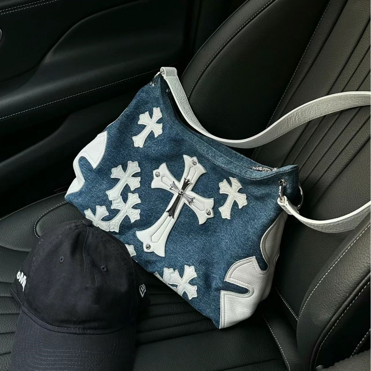 Chrome Heart Leather Bag Cross Leather Crossbody Bag