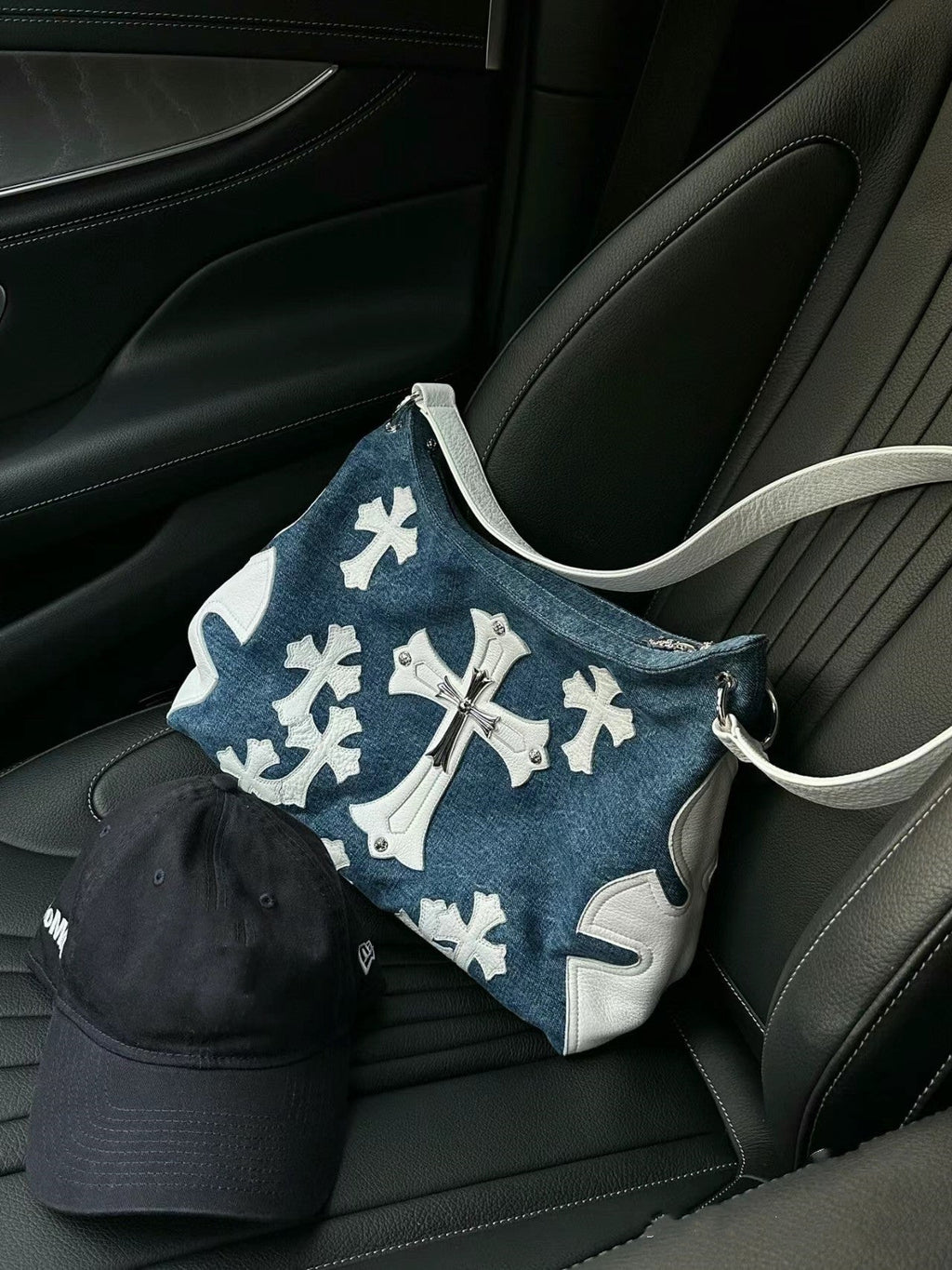 Chrome Heart Leather Bag Cross Leather Crossbody Bag