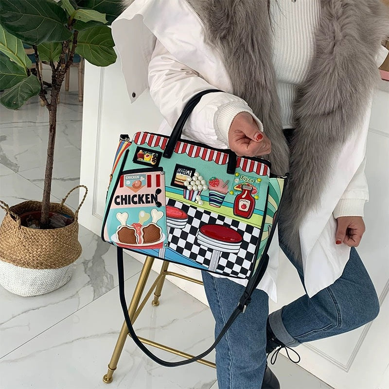 Chrome Heart Leather Bag Heavy Industry Handmade Embroidered Bag Shoulder Crossbody Bag