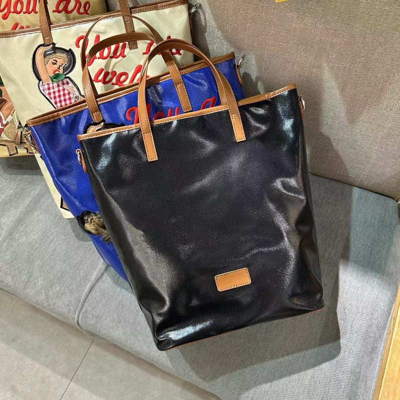 Chrome Heart Leather Bag Embroidered Cartoon Tote Bag